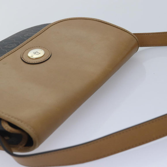 Christian Dior Honeycomb Canvas Shoulder Bag PVC Leather Black Gold Auth yk14590