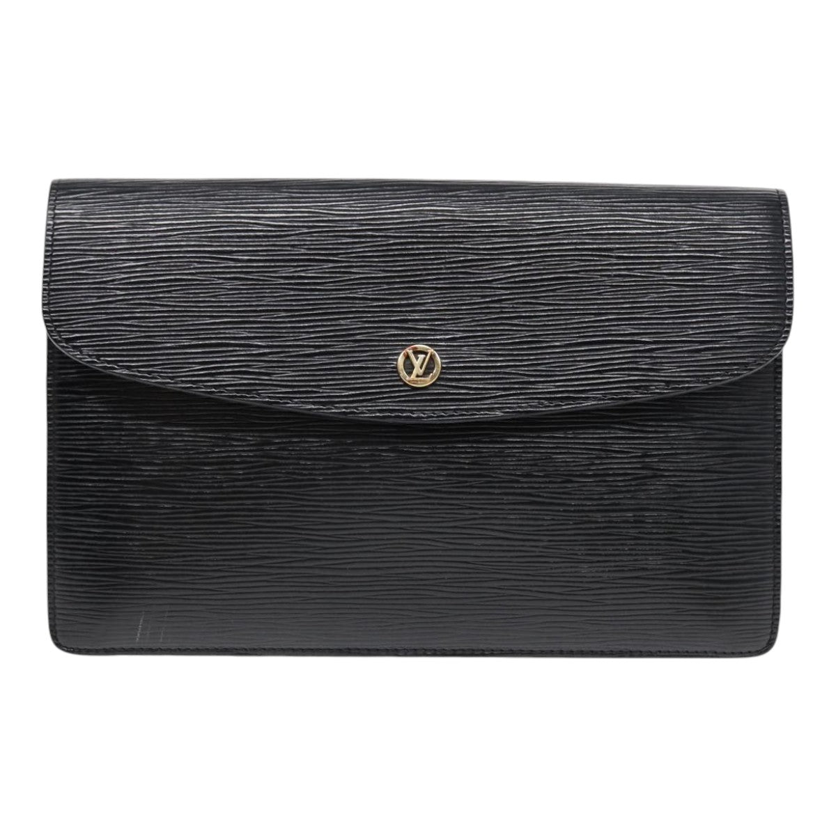 LOUIS VUITTON Epi Montaigne 27 Clutch Bag Black M52652 LV Auth yk14592