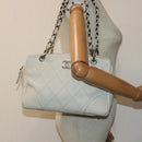 CHANEL Matelasse Chain Shoulder Bag Caviar Skin White Silver CC Auth yk14601-25