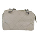 CHANEL Matelasse Chain Shoulder Bag Caviar Skin White Silver CC Auth yk14601-2