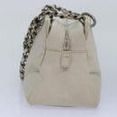CHANEL Matelasse Chain Shoulder Bag Caviar Skin White Silver CC Auth yk14601-4