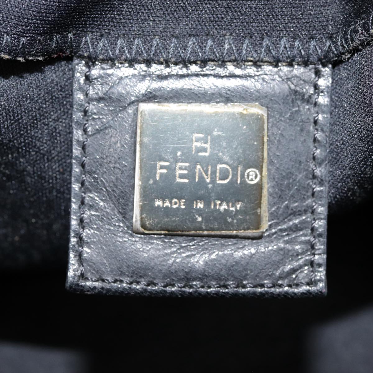 FENDI Mamma Baguette Shoulder Bag Nylon Black Silver Auth yk14611