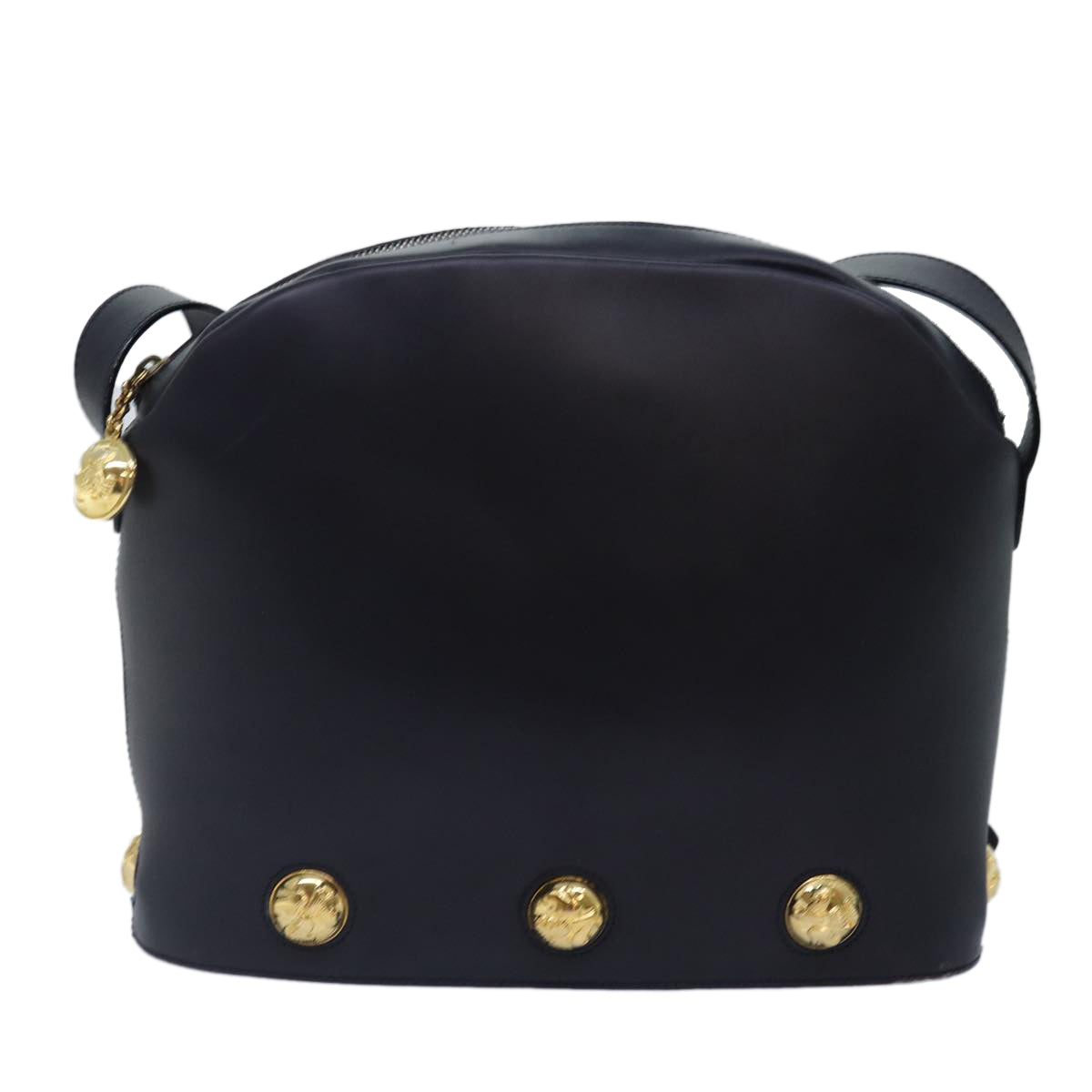 Salvatore Ferragamo Shoulder Bag Leather Navy Gold Auth yk14615 - 0