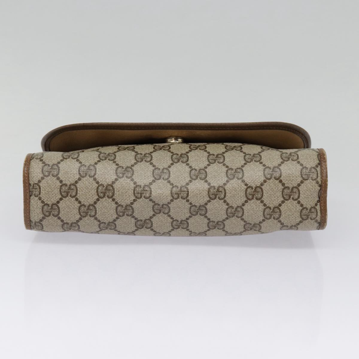 GUCCI GG Supreme Web Sherry Line Clutch Bag PVC Beige Red 89 01 030 Auth yk14617