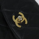 CHANEL Bicolore Turn Lock Chain Waist bag Leather Black Gold CC Auth yk14627-17