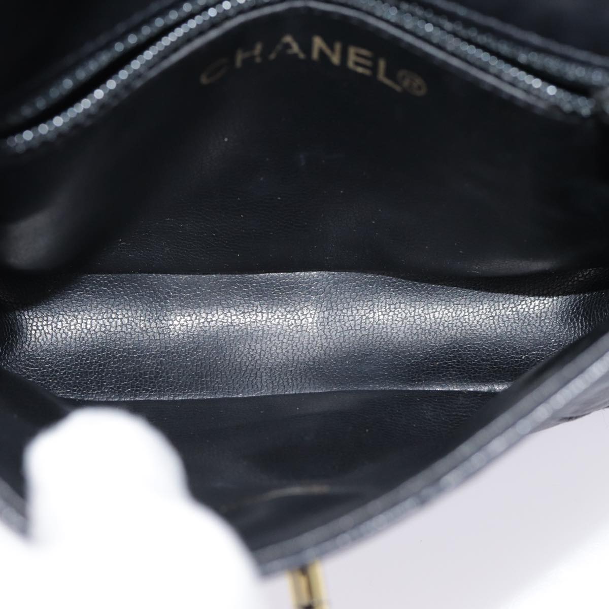 CHANEL Bicolore Turn Lock Chain Waist bag Leather Black Gold CC Auth yk14627