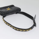 CHANEL Bicolore Turn Lock Chain Waist bag Leather Black Gold CC Auth yk14627-7
