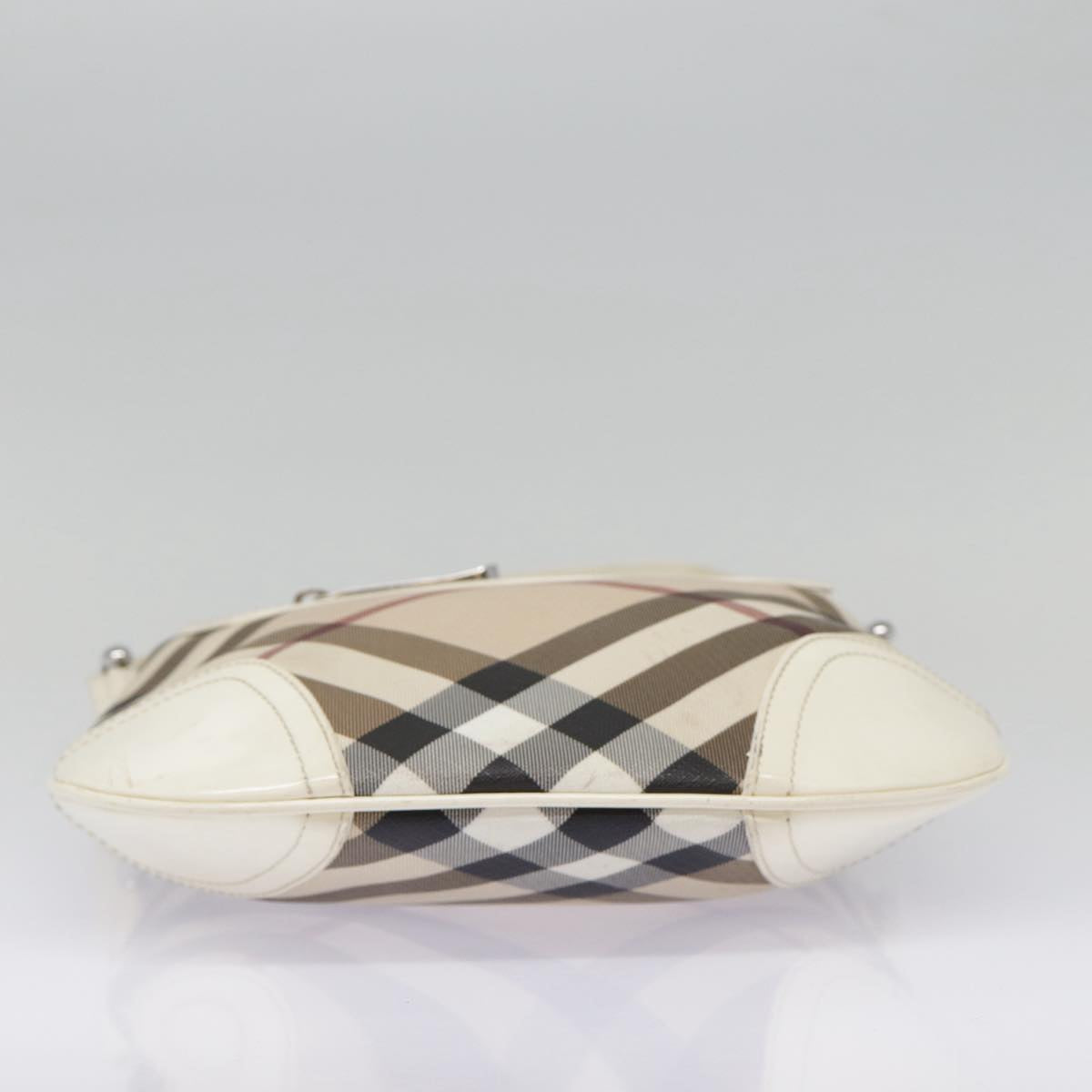 BURBERRY Nova Check Shoulder Bag PVC Beige White Silver Auth yk14642