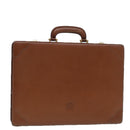LOEWE Anagram Attache Case Trunk Leather Brown Gold Auth yk14674-1