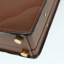 LOEWE Anagram Attache Case Trunk Leather Brown Gold Auth yk14674-14