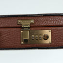 LOEWE Anagram Attache Case Trunk Leather Brown Gold Auth yk14674-18