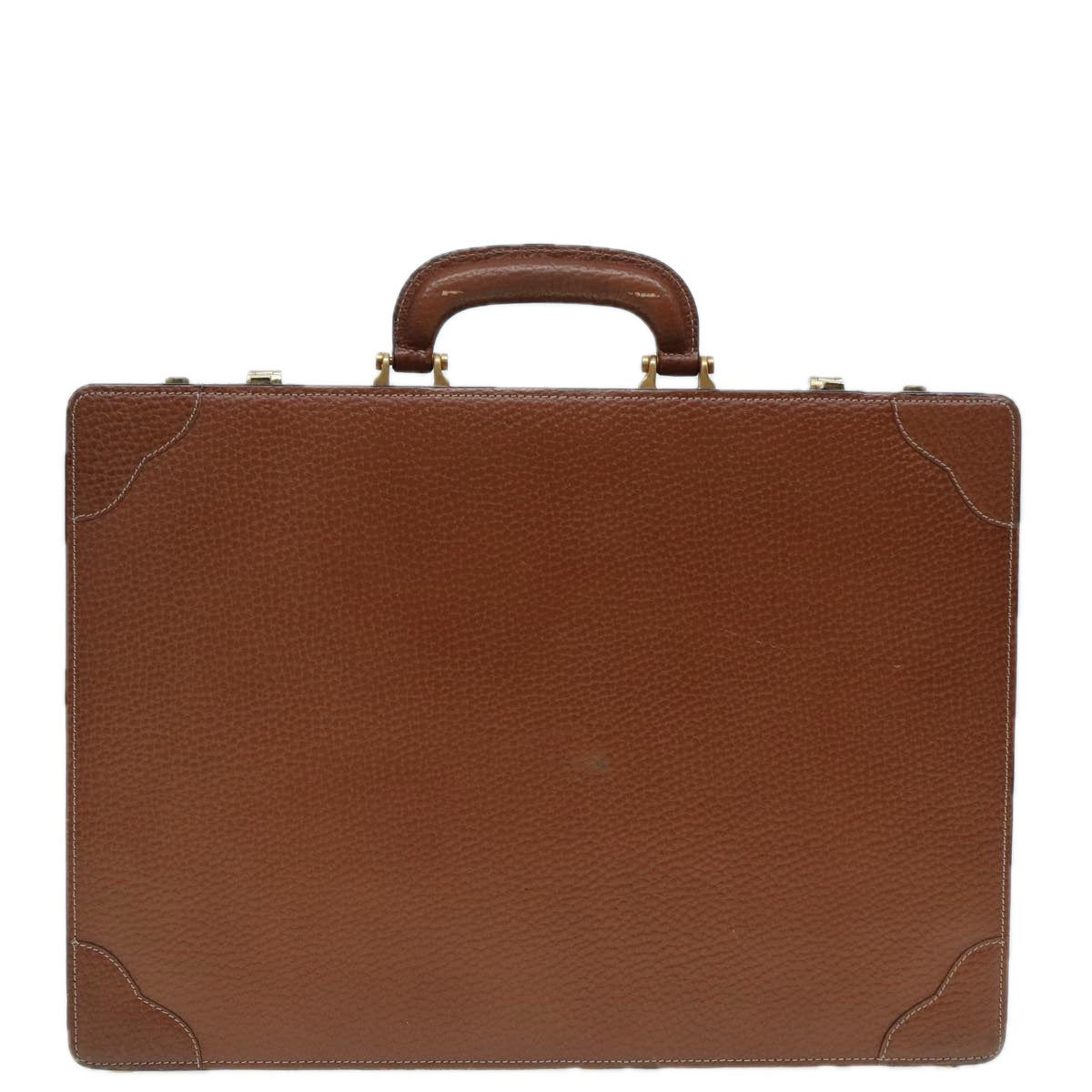 LOEWE Anagram Attache Case Trunk Leather Brown Gold Auth yk14674 - 0