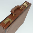 LOEWE Anagram Attache Case Trunk Leather Brown Gold Auth yk14674-6