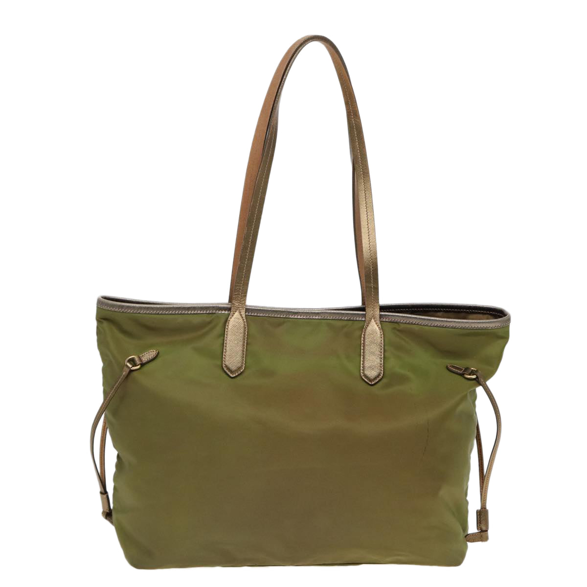 PRADA Tote Bag Nylon Green Gold Auth yk14680 - 0