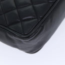 CHANEL Matelasse Turn Lock Chain Shoulder Bag Leather Black Gold CC Auth yk14695-16