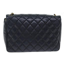 CHANEL Matelasse Turn Lock Chain Shoulder Bag Leather Black Gold CC Auth yk14695-2