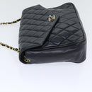 CHANEL Matelasse Turn Lock Chain Shoulder Bag Leather Black Gold CC Auth yk14695-3