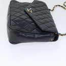 CHANEL Matelasse Turn Lock Chain Shoulder Bag Leather Black Gold CC Auth yk14695-4