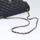CHANEL Matelasse Turn Lock Chain Shoulder Bag Leather Black Gold CC Auth yk14695-7