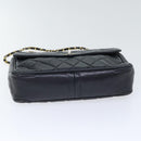 CHANEL Matelasse Turn Lock Chain Shoulder Bag Leather Black Gold CC Auth yk14695-5