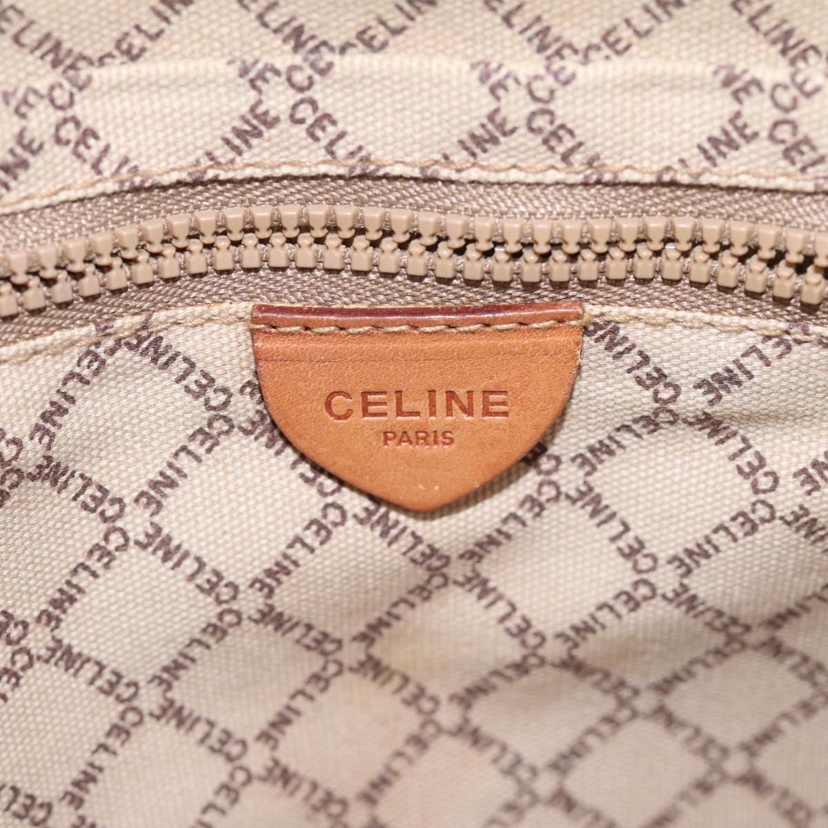 CELINE Macadam Canvas Clutch Bag Beige Gold Auth yk14701