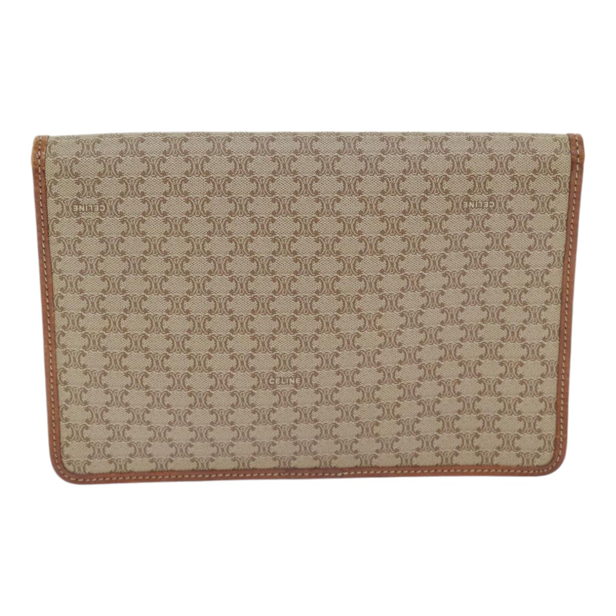 CELINE Macadam Canvas Clutch Bag Beige Gold Auth yk14701 - 0