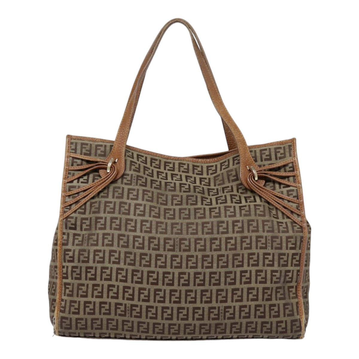 FENDI Zucchino Canvas Tote Bag Beige Gold Auth yk14729 - 0