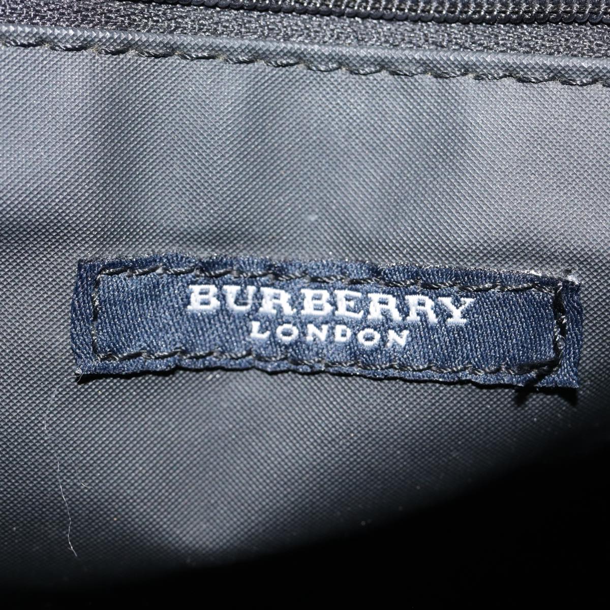 BURBERRY Nova Check Tote Bag Nylon Navy Silver Auth yk14730