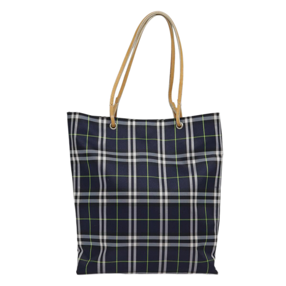 BURBERRY Nova Check Tote Bag Nylon Navy Silver Auth yk14730