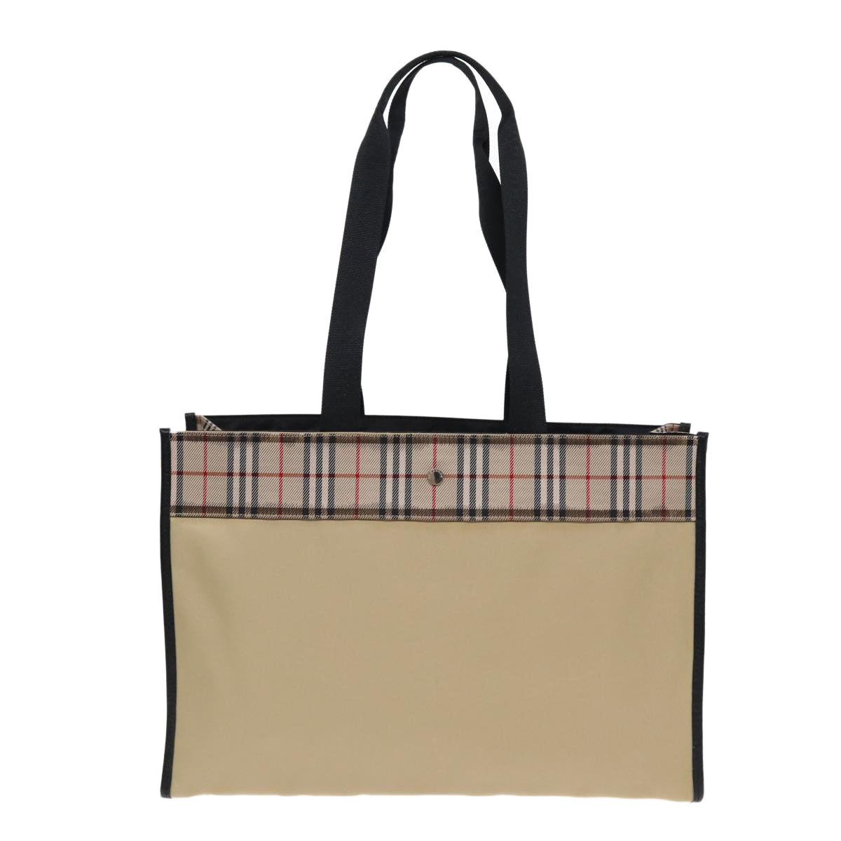 BURBERRY Nova Check Tote Bag Nylon Beige Black Silver Auth yk14732