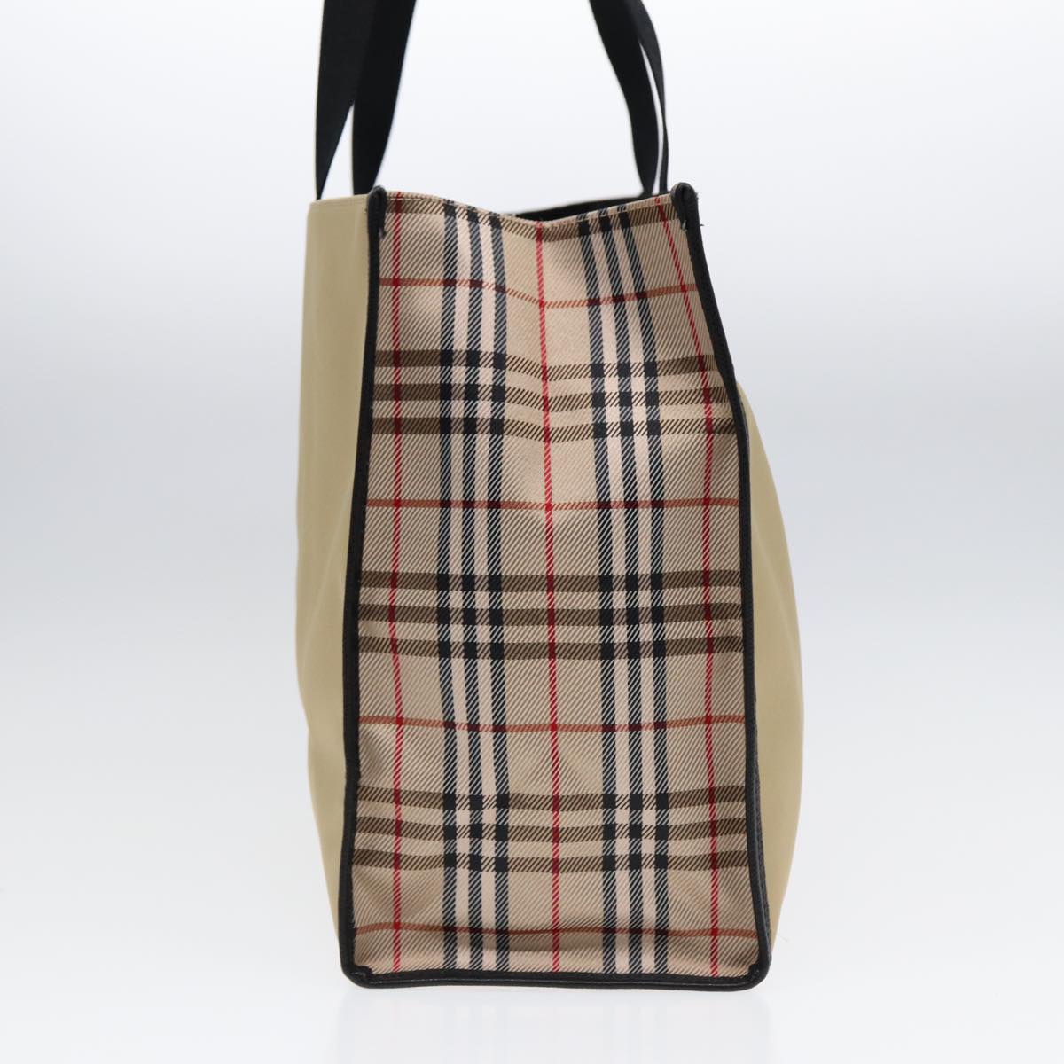 BURBERRY Nova Check Tote Bag Nylon Beige Black Silver Auth yk14732