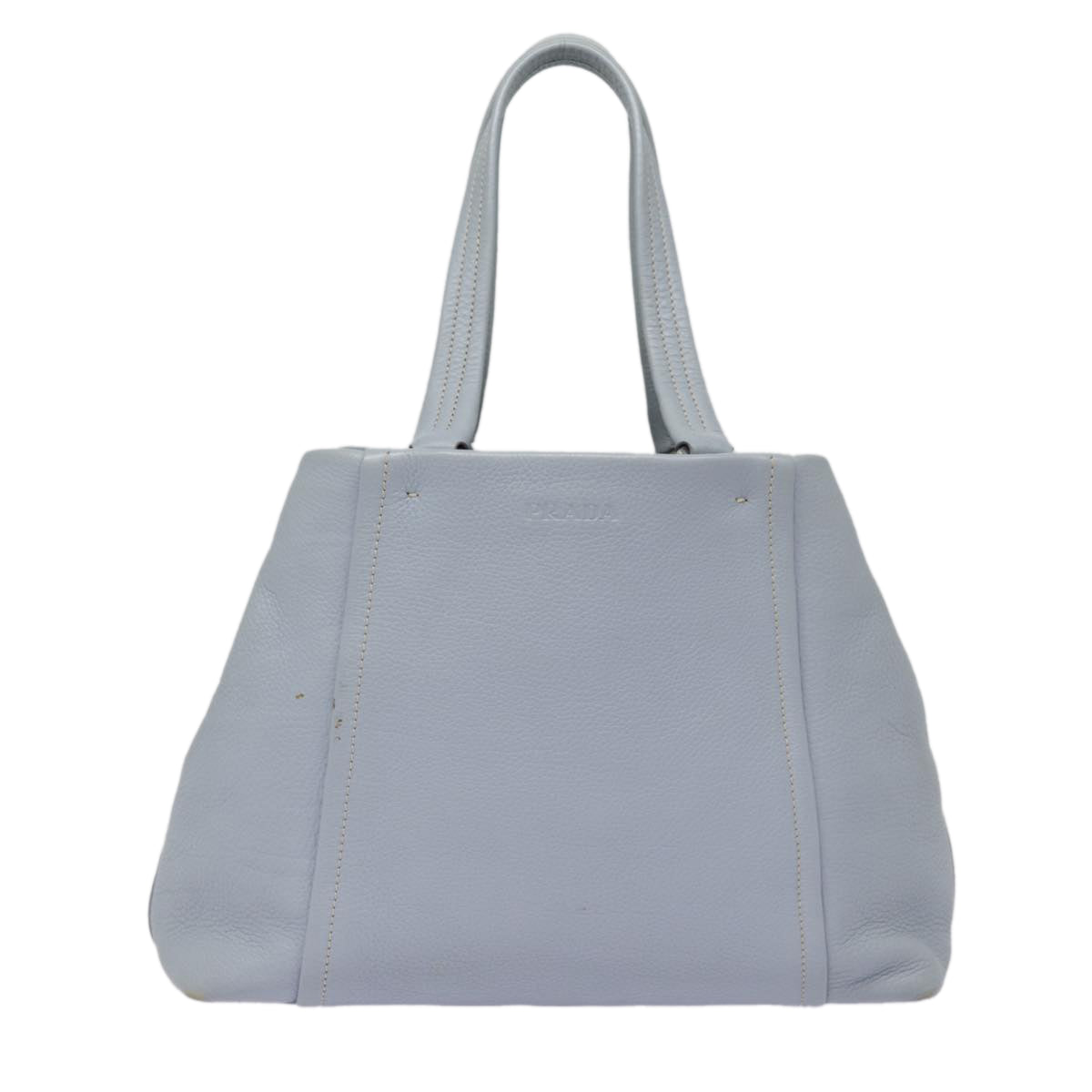 PRADA Tote Bag Leather Blue Silver Auth yk14741 - 0