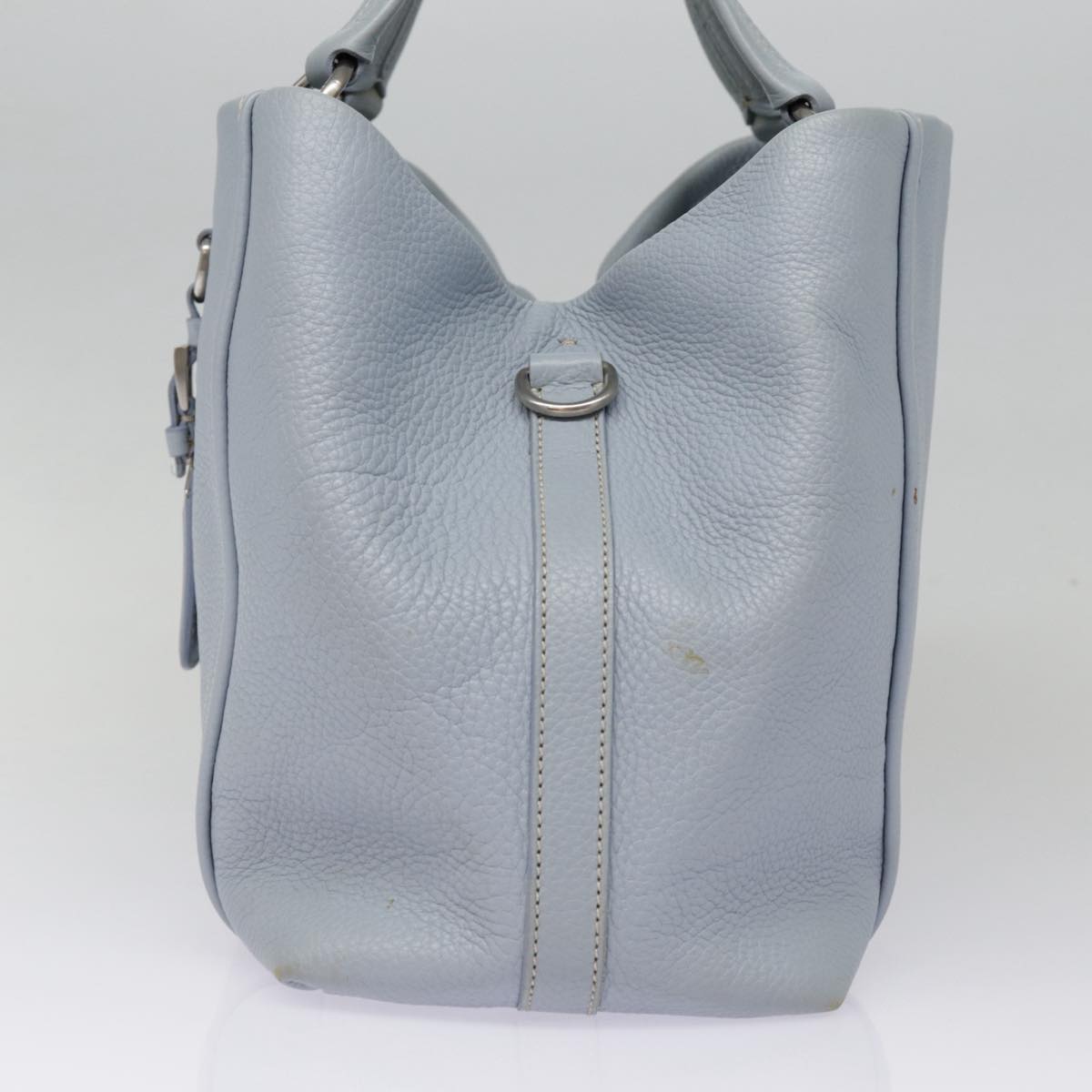 PRADA Tote Bag Leather Blue Silver Auth yk14741