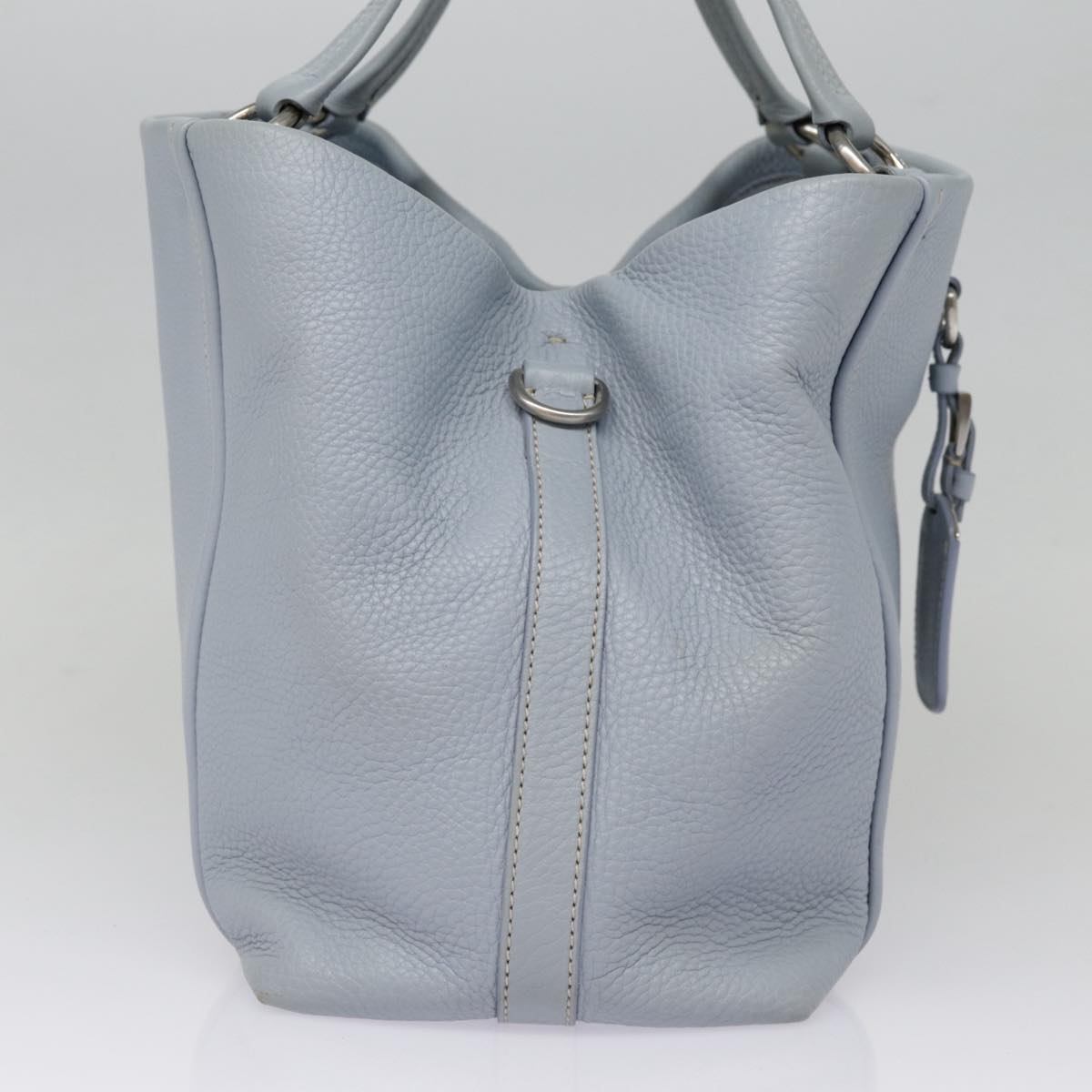 PRADA Tote Bag Leather Blue Silver Auth yk14741