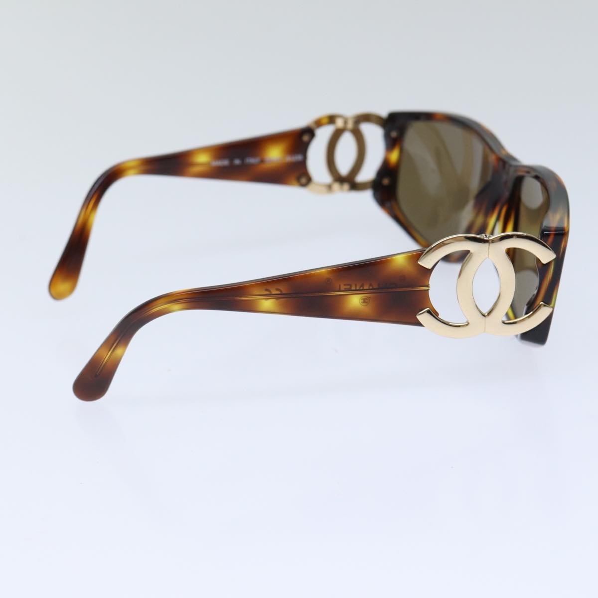 CHANEL Sunglasses plastic Brown Gold CC Auth yk14743