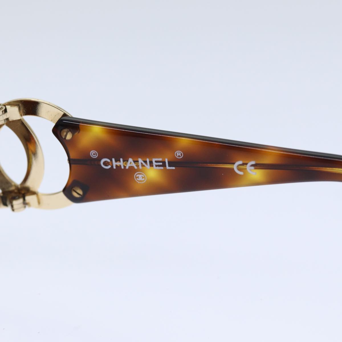 CHANEL Sunglasses plastic Brown Gold CC Auth yk14743