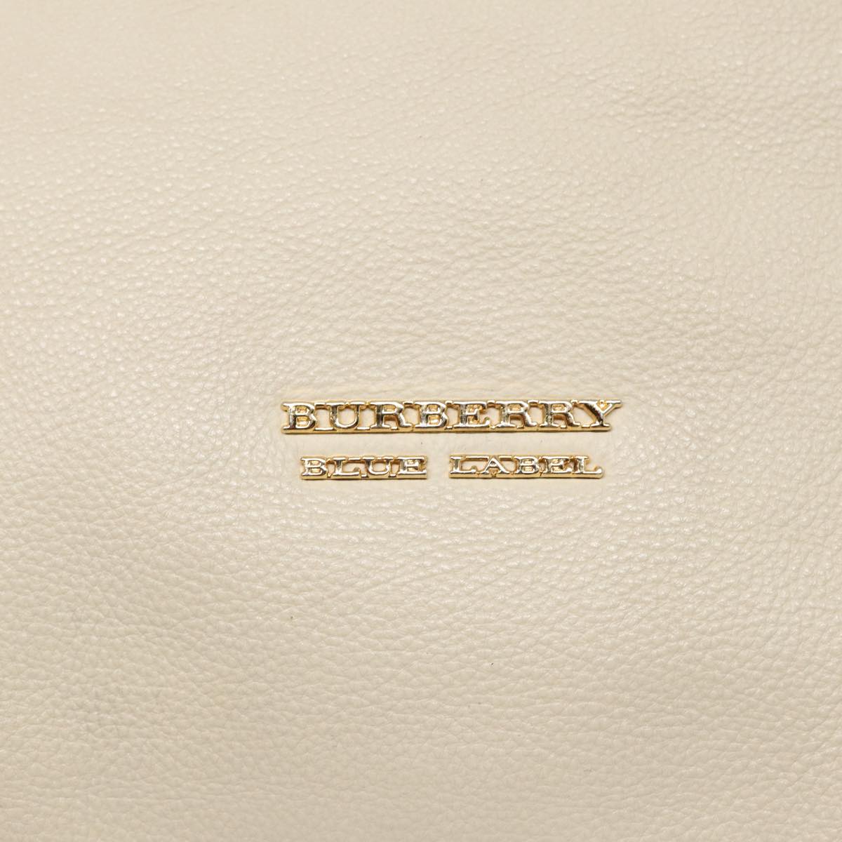 BURBERRY Blue Label Shoulder Bag Leather Cream Gold Auth yk14747