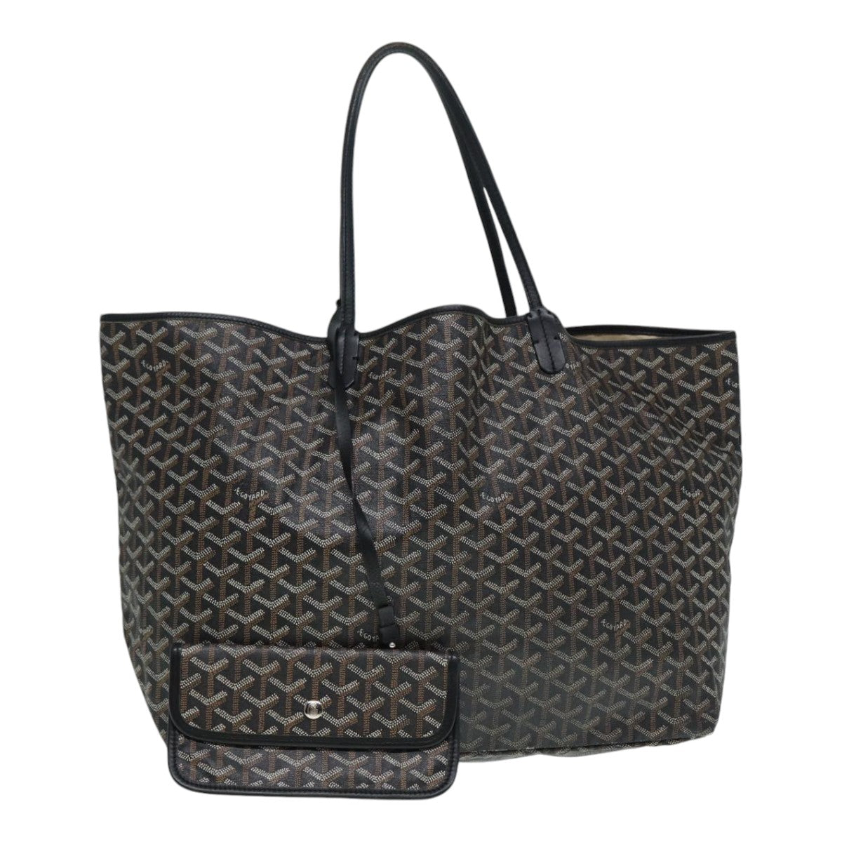 GOYARD Herringbone Saint Louis GM Tote Bag PVC Black Auth yk14761