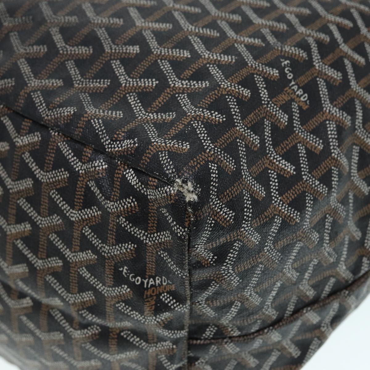 GOYARD Herringbone Saint Louis GM Tote Bag PVC Black Auth yk14761