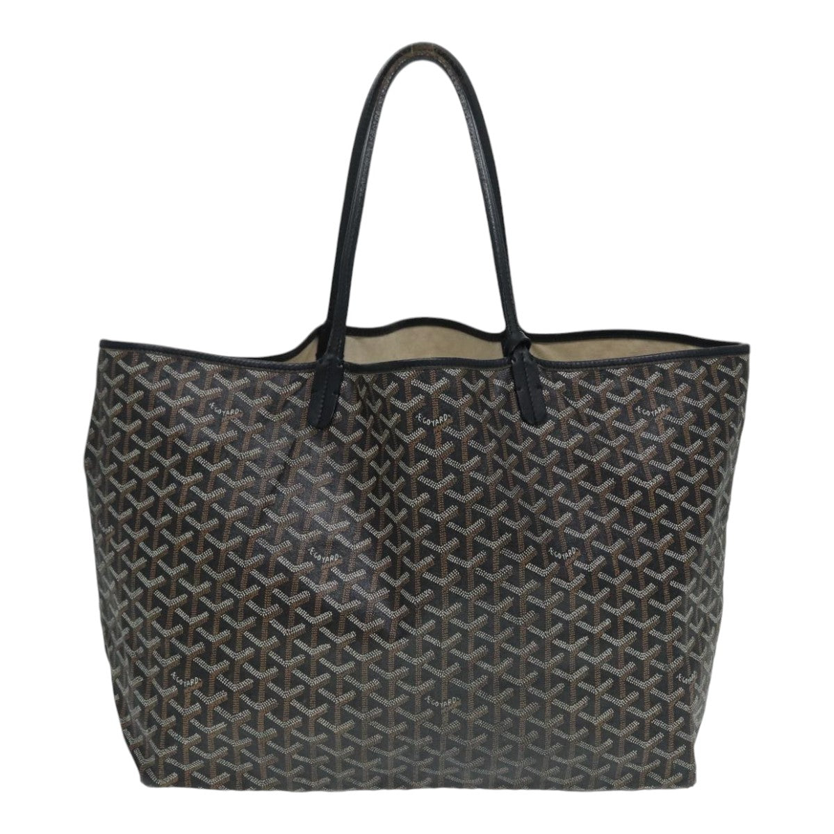 GOYARD Herringbone Saint Louis GM Tote Bag PVC Black Auth yk14761