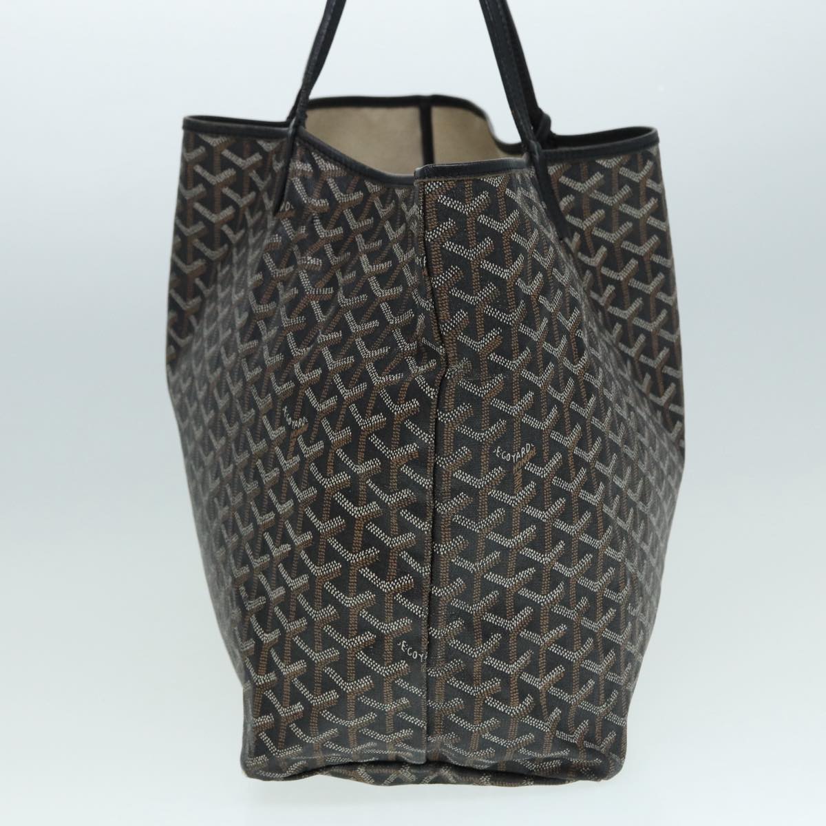 GOYARD Herringbone Saint Louis GM Tote Bag PVC Black Auth yk14761