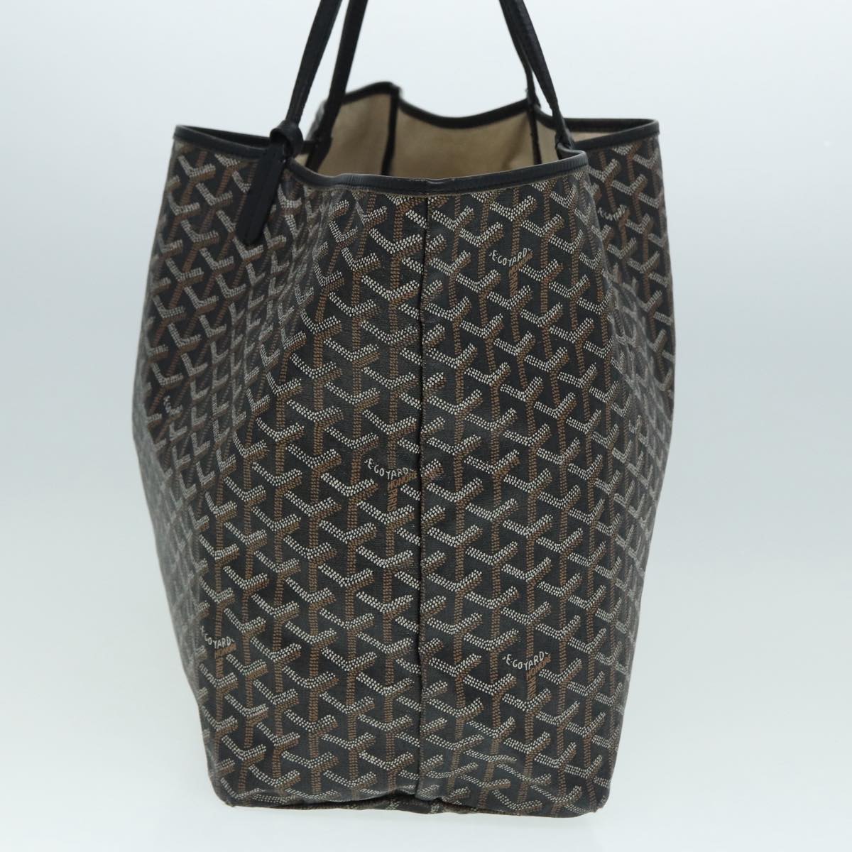 GOYARD Herringbone Saint Louis GM Tote Bag PVC Black Auth yk14761