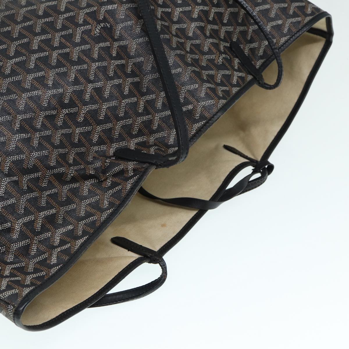 GOYARD Herringbone Saint Louis GM Tote Bag PVC Black Auth yk14761