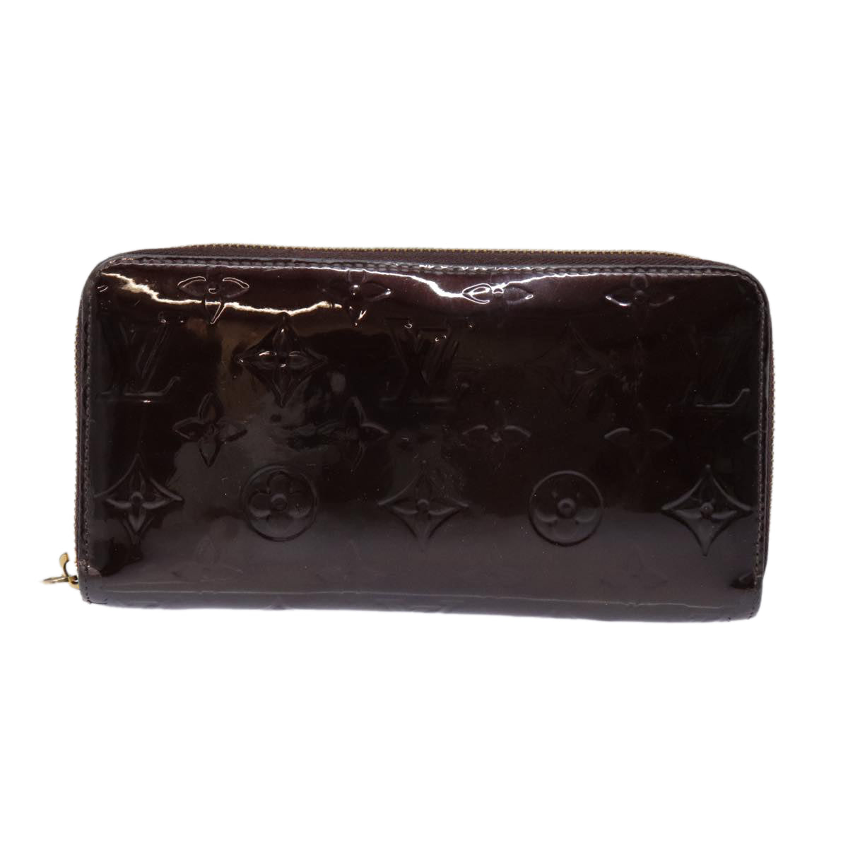 LOUIS VUITTON Monogram Vernis Zippy Wallet Wallet Amarante M93522 Auth yk14773