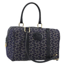 CELINE C Sulky Boston Bag Canvas Leer Navy Goud Auth yk14797-1