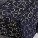 CELINE C Sulky Boston Bag Canvas Leer Navy Goud Auth yk14797-10