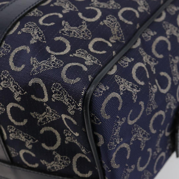 CELINE C Sulky Boston Bag Canvas Leer Navy Goud Auth yk14797