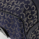 CELINE C Sulky Boston Bag Canvas Leer Navy Goud Auth yk14797-11