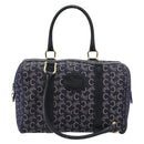 CELINE C Sulky Boston Bag Canvas Leer Navy Goud Auth yk14797-13