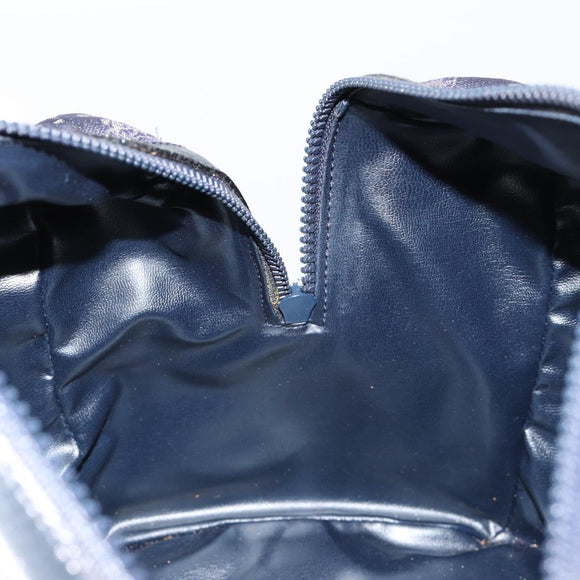 CELINE C Sulky Boston Bag Canvas Leer Navy Goud Auth yk14797